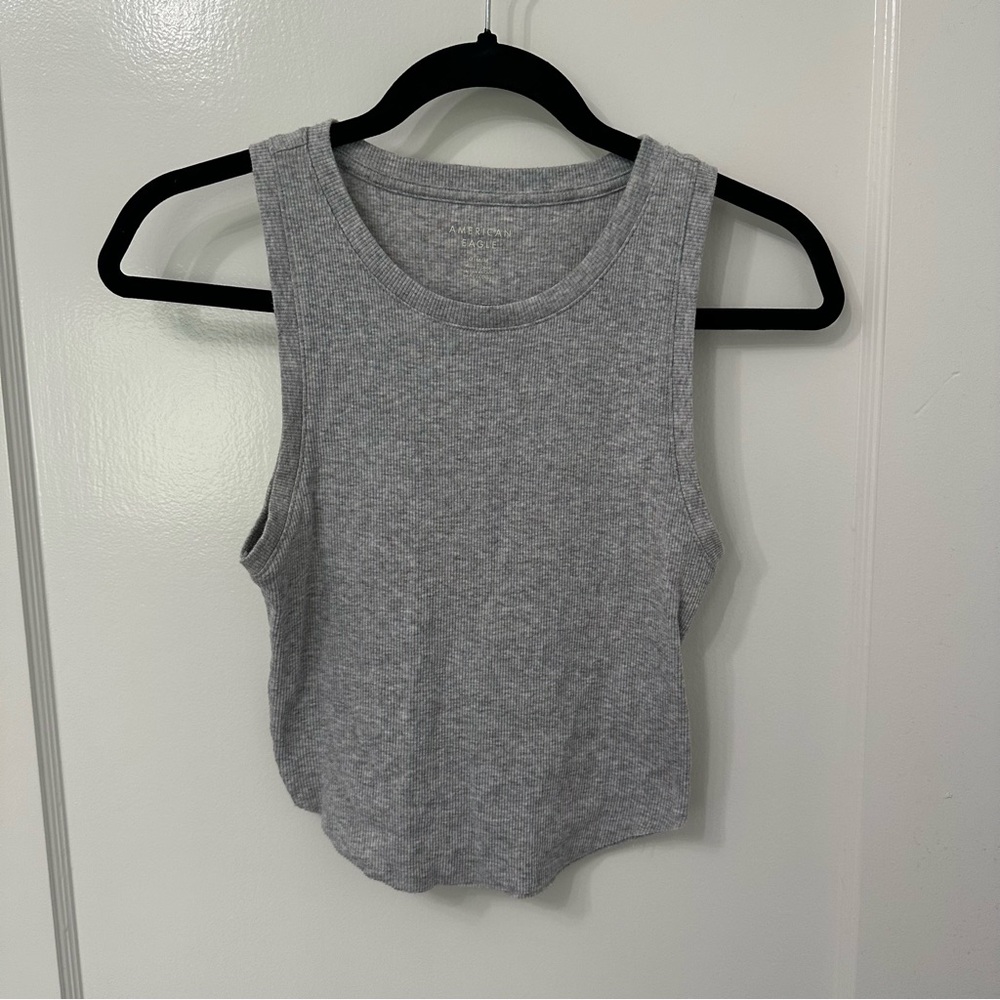 American Eagle | Gray Cropped Tank | Size M | High Neck